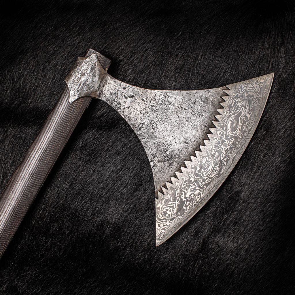 Wolf's Tooth Damascus Bladed Dane Axe - Owen Bush Bushfire Forge
